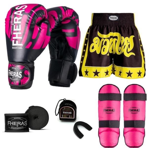 Kit Boxe Muay Thai Fheras Top Elite Rosa (03002453) - 6
