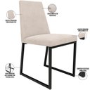 Ver imagem 4 de Kit 06 Cadeiras Para Sala De Jantar Base Aço Industrial Preto Dafne L02 Suede Bege - Lyam Decor