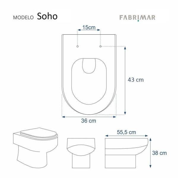 Assento Sanitário Astra com Amortecedor Soho Branco para Vaso Fabrimar - 3