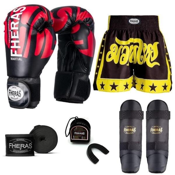 Kit Boxe Muay Thai Fheras Top Elite Vermelho (03002182) - 1
