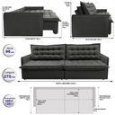 Ver imagem 2 de Sofá Sem Caixa Retrátil Reclinável 2,75m Cama inBox Versátil com Pillow Top e Molas Velusoft