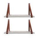 Ver imagem 1 de Kit 2 Prateleiras Branca em MDF 60x15cm com alça Caramelo para sala cozinha banheiro quarto