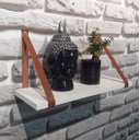 Ver imagem 5 de Kit 2 Prateleiras Branca em MDF 60x15cm com alça Caramelo para sala cozinha banheiro quarto