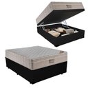 Ver imagem 1 de Cama Box Baú Casal Sintético + Colchão Ortobom Airtech Molas Ensacadas 138x188x65 Preto