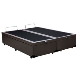 Cama Box Baú Blindado Casal Bipartido King Design Sintético Marrom 138x188x41 - 2