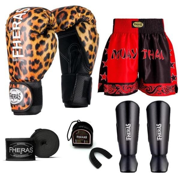 Kit Boxe Muay Thai Fheras Top Onça (03000918) - 1