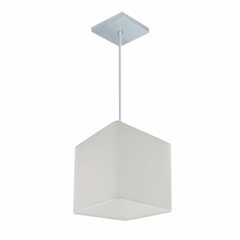 Lustre Pendente Quadrado Vivare Md-4223 Cúpula em Tecido 15/13x13cm - Bivolt - Branco - Bivolt