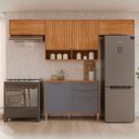 Ver imagem 1 de Cozinha Compacta Modulada 4 Peças 100% MDF Divina Marrom/Cinamomo/Titânio