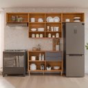 Ver imagem 5 de Cozinha Compacta Modulada 4 Peças 100% MDF Divina Marrom/Cinamomo/Titânio