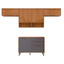 Ver imagem 2 de Cozinha Compacta Modulada 4 Peças 100% MDF Divina Marrom/Cinamomo/Titânio