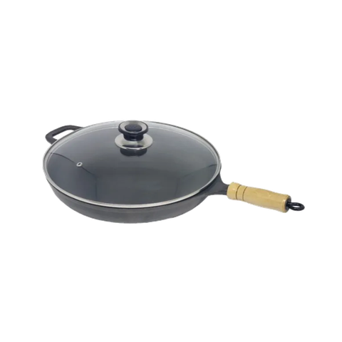 Frigideira Alta Antiaderente Cabo Tampa Vidro 30cm Espátula