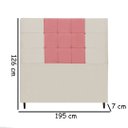 Ver imagem 2 de Cabeceira Estofada Box Casal King Size Encosto para Cama Maveric 195x126 Cm Composê Bege/ Rosa