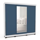 Ver imagem 2 de Guarda-Roupa Casal 3 Portas Correr com Espelho Madrid Azul/Branco