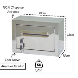 Caixa Correio Carta Condomínio Frontal Inox Chave 15x30x18cm - 2