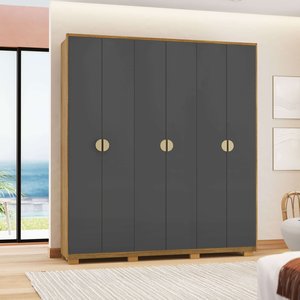 Guarda Roupas Noronha 6 Portas 100% Mdf Ideal para Ambientes Pequenos:nature Alasca