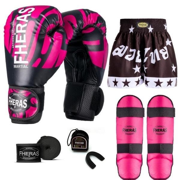 Kit Boxe Muay Thai Fheras Top Elite Rosa (03002440) - 7