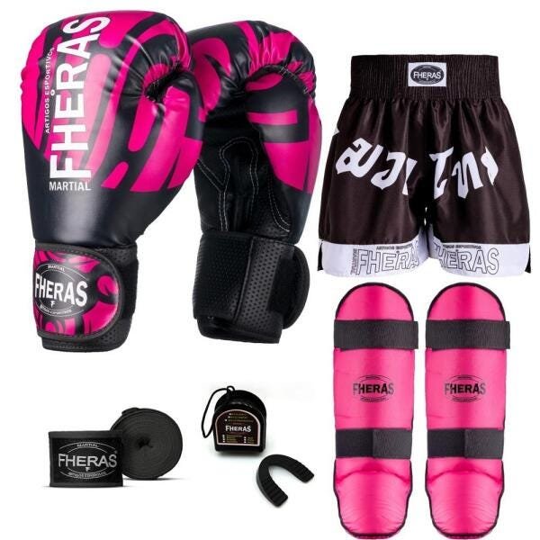 Kit Boxe Muay Thai Fheras Top Elite Rosa (03002442) - 1