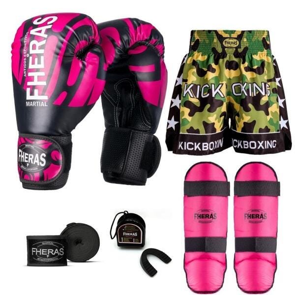 Kit Boxe Muay Thai Fheras Top Elite Rosa (03002444) - 7