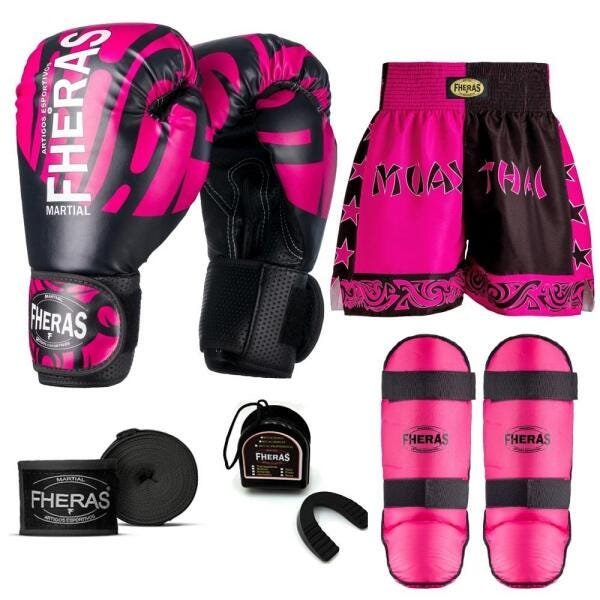 Kit Boxe Muay Thai Fheras Top Elite Rosa (03002447) - 1