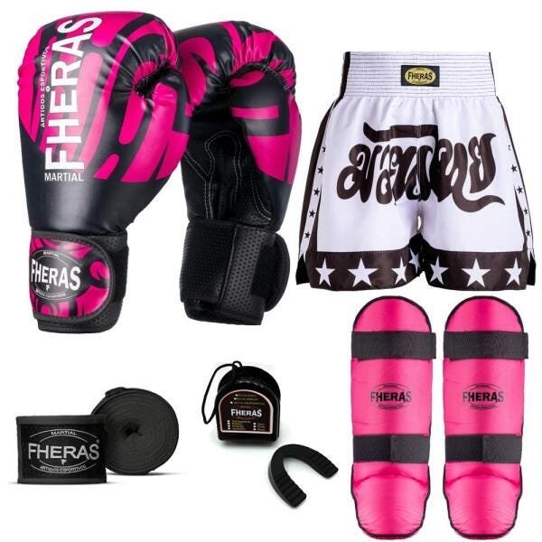 Kit Boxe Muay Thai Fheras Top Elite Rosa (03002450) - 7
