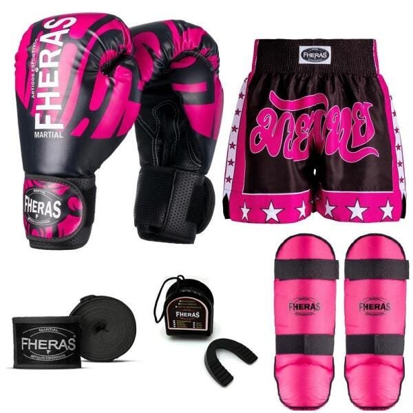 Kit Boxe Muay Thai Fheras Top Elite Rosa (03002451) - 7