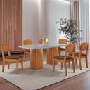 Ver imagem 1 de Mesa de Jantar Eloise 180cm Tampo Mdf Vidro com 6 Cadeiras Copper Moderna Mobília