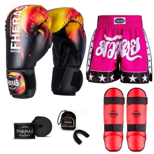 Kit Boxe Muay Thai Fheras Top Fogo (03001353) - 1