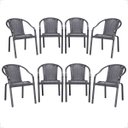 Ver imagem 1 de Cadeira de Aluminio Tramada em Fibra Maresia 8 Unidades - Preto