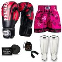 Ver imagem 7 de Kit Boxe Muay Thai Fheras Top Elite Vermelho (03002098)