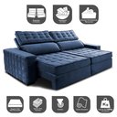 Ver imagem 3 de Sofá Retrátil e Reclinável 3,15m Cama inBox Big Star com SoftGel D40 Velupluma Azul