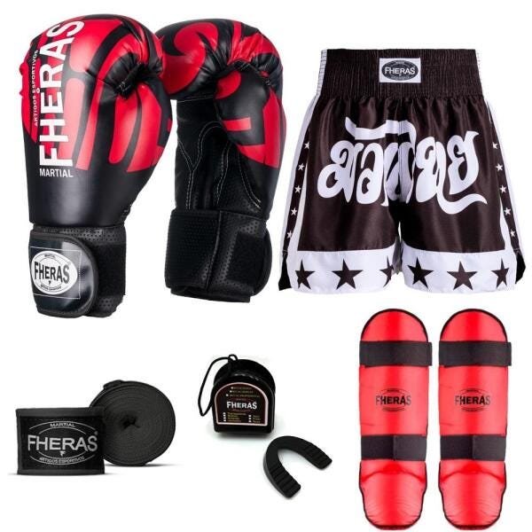 Kit Boxe Muay Thai Fheras Top Elite Vermelho (03002208) - 6
