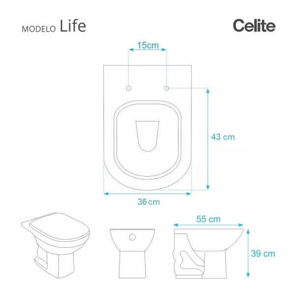 Assento Sanitário Almofadado Astra Life Branco para Vaso Celite - 3