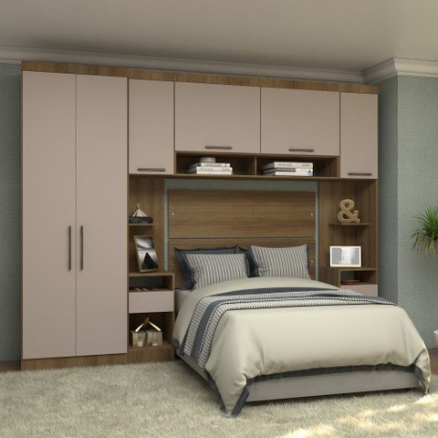 Guarda Roupa Dormitório Modulado Paris Casal Queen 1,58 M - Roupeiro Luciane M05:cinnamon