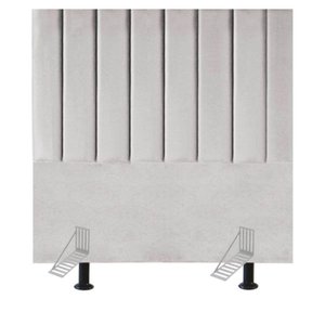 Cabeceira Estofada Cama Solteiro 100cm Lídia Linho e Frame Cinza Claro