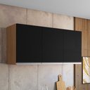 Ver imagem 2 de Armário Aéreo Cozinha Andréia 120cm 3 Portas Multiuso Mdp Amêndoa Preto - Desk Design