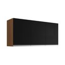 Ver imagem 1 de Armário Aéreo Cozinha Andréia 120cm 3 Portas Multiuso Mdp Amêndoa Preto - Desk Design