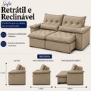 Ver imagem 3 de Sofá Ventura Retrátil e Reclinável 280cm - Bege