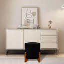 Ver imagem 1 de Puff Principe Thor Tecido Veludo Pes de Madeira:preto