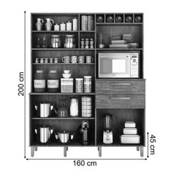 Armário de Cozinha Monte Rey 7 Portas 2 Gavetas ValdeMóveis Branco CestaPlus - 4