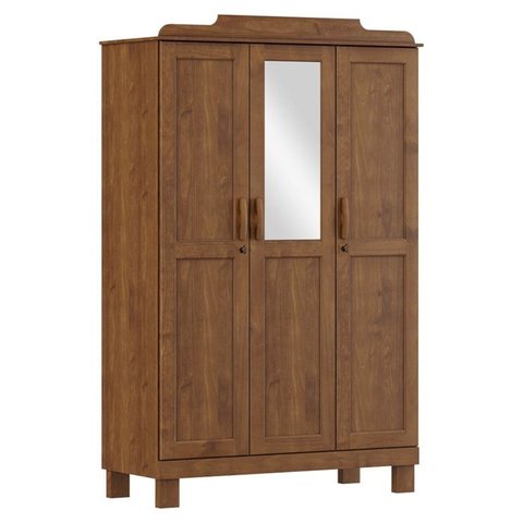Guarda Roupa 3p Espelho 115 Cm 1281 Castanho Milani Store