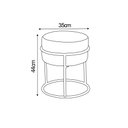 Ver imagem 4 de Puff Redondo Decorativo Linho Base Metal Cobre Assento Estofado Cor Areia