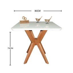Mesa Sala de Jantar Quadrada Pandora Tampo Laqueado com Vidro 80cm Branca - 3