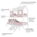 Ver imagem 4 de Beliche Casal/ Solteiro Casinha Encantada com Kit Escada/ Escorregador Madeira Maciça Rosa/ Branco
