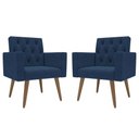 Ver imagem 1 de Kit 2 Poltronas Capitonê Sala Escritório Consultório Azul-marinho