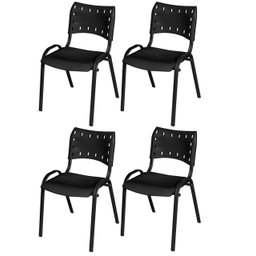 Cadeira Iso Base Preto Igreja, Escola, Escritório - Preto - Kit 4 Peças - 2