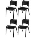 Ver imagem 2 de Cadeira Iso Base Preto Igreja, Escola, Escritório - Preto - Kit 4 Peças