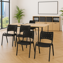 Ver imagem 1 de Cadeira Iso Base Preto Igreja, Escola, Escritório - Preto - Kit 4 Peças