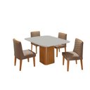 Ver imagem 2 de Mesa de Jantar Eloise 90cm Tampo Mdf Vidro Canto Copo com 4 Cadeiras Eloise Moderna Mobília