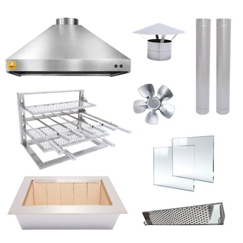 Kit Churrasqueira Gourmet a Carvão 80cm Inox 430 com Suporte L