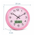 Ver imagem 7 de Relogio Rosa Analogico Parede Calendario Termometro Digital Despertador Escritorio Sala Luxo